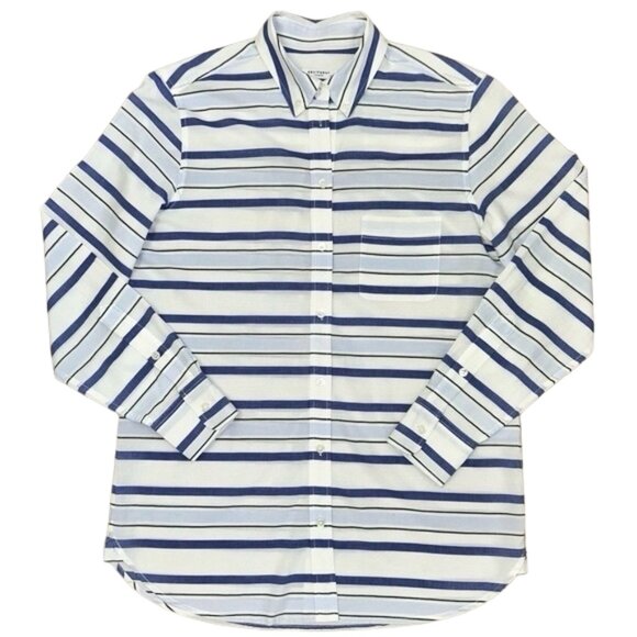 Equipment Femme Blue White Striped Cotton Button Down Shirt S Classic Workwear - Picture 1 of 10
